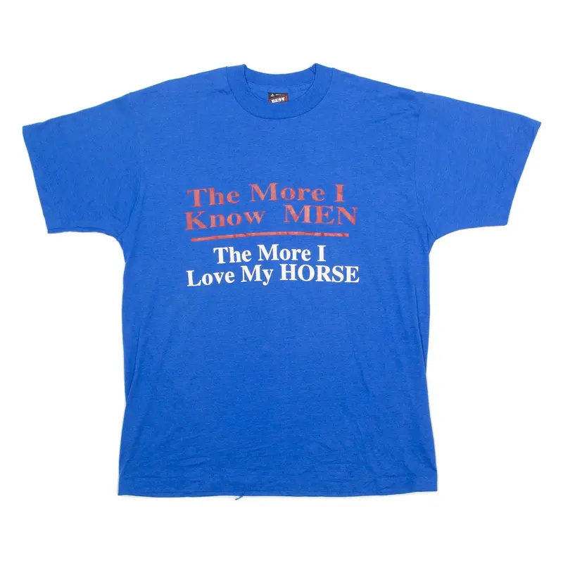 FRUIT OF THE LOOM I Love My HORSE Mens T-Shirt Blue L