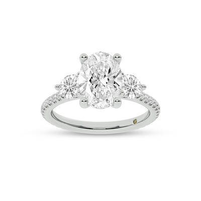 Zephyr Three Quarter Coverage Oval Lab Grown Diamond Engagement Ring | 14K White Gold 3 1/2 CT. TW.
