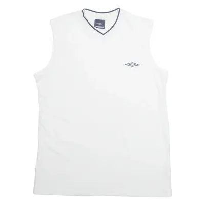 UMBRO Mens Vest White Sleeveless V-Neck M