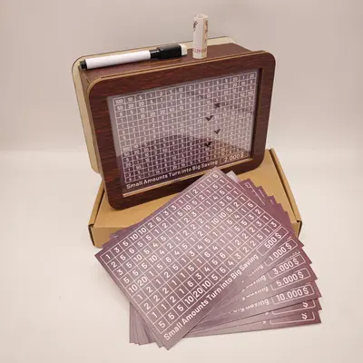 Wooden Money Box with Counter, 1 Count Retro Money Saving Box with Target and Numbers, Room Accessories Savings Challenges Mo...