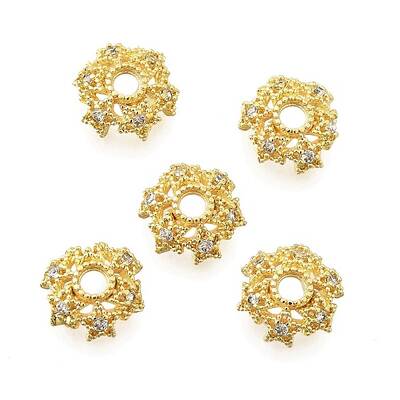 Star Brass Micro Pave Cubic Zirconia Bead Caps