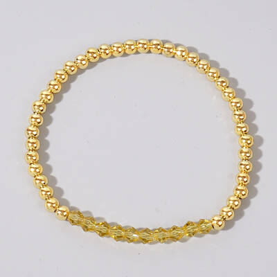 Colorful Birthstone Faceted Bicone & Brass Beaded Stretch Bracelets for Women