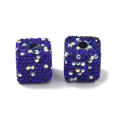 Cube Shape Polymer Clay Rhinestone Beads