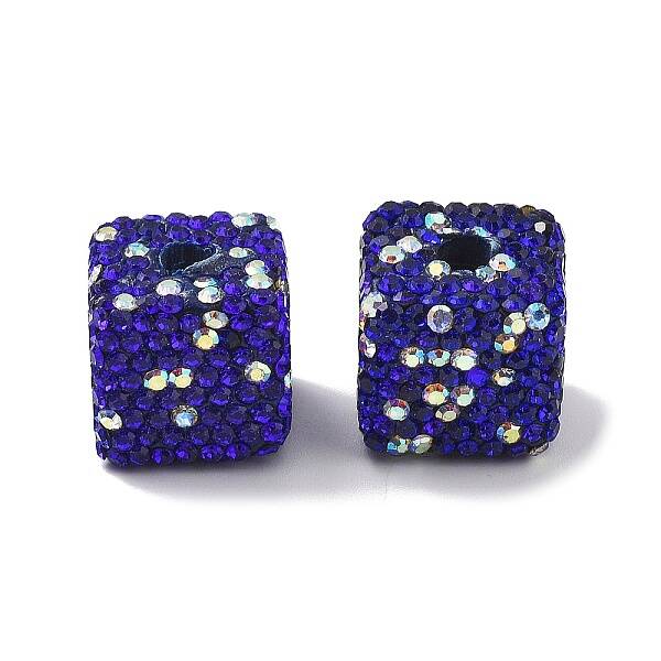 Cube Shape Polymer Clay Rhinestone Beads