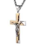 HZMAN Men's Stainless Steel Cross Crucifix Bible Prayer Pendant Necklace 22+2\