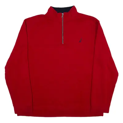 NAUTICA Mens Sweatshirt Red 1/4 Zip 2XL