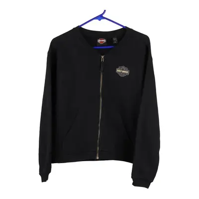 Harley Davidson Zip Up - Large Black Cotton