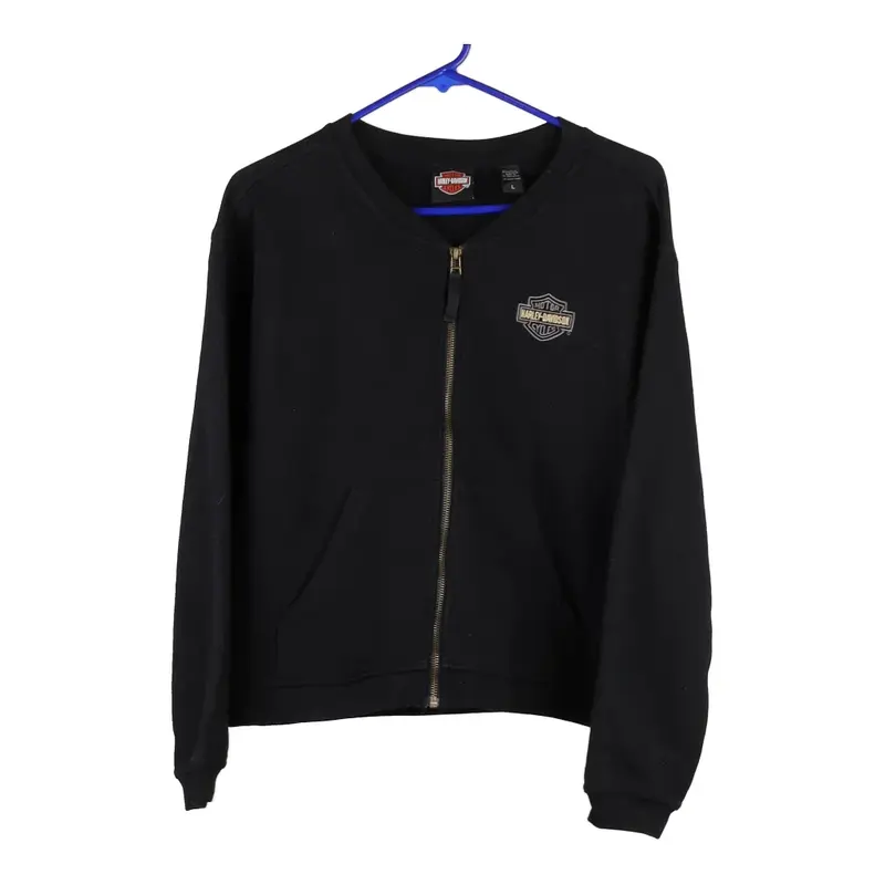 Harley Davidson Zip Up - Large Black Cotton