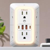 Surge Protector Power Strip with Night Light, 4 USB Ports (2 USB C) Modern Socket Wall Charger Surge Protector, Electrical Ou...