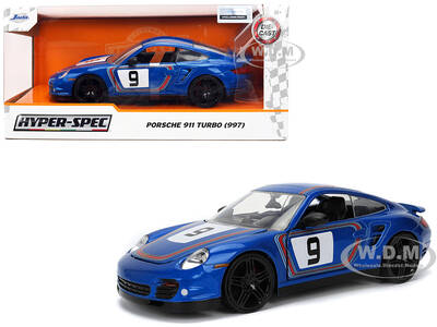 Porsche 911 Turbo (997) 9 Blue Metallic with Stripes \