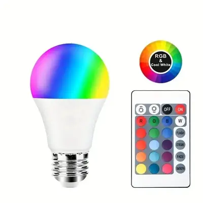 5W Smart Remote Control LED Light Bulb, RGB 16 Color-Changing Light Bulb, Home Interior Decorative Light Bulb with Flashing F...