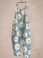 【Plus Size】 Graphic Print Jumpsuit, Boho Casual Sleeveless Jumpsuit for Beach Holiday Vacation, Women's Plus Clothing for...