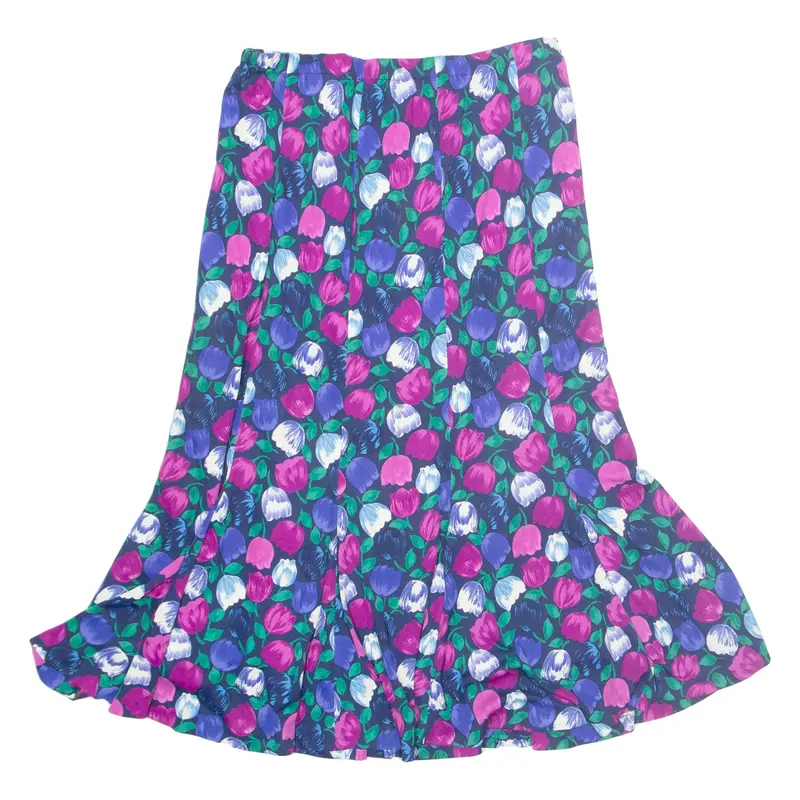 Womens A-Line Skirt Blue Midi Floral M