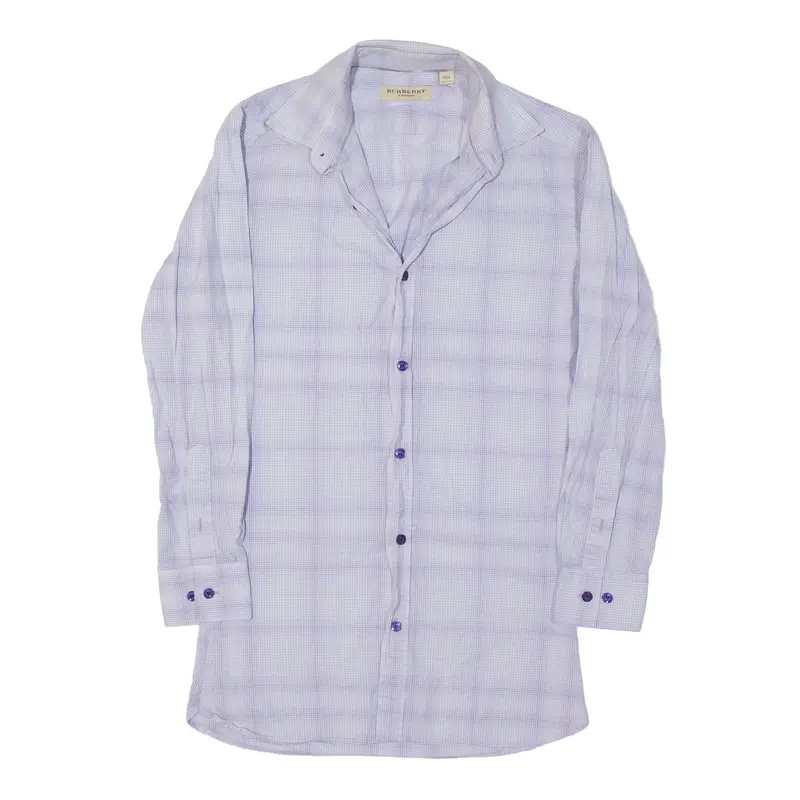 BURBERRY Shirt Purple Check Long Sleeve Mens XS