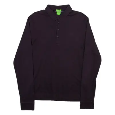 HUGO BOSS Mens Polo Shirt Purple Long Sleeve M