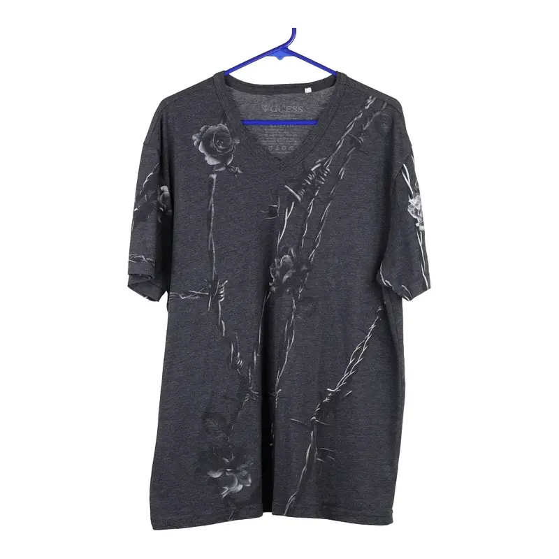 Guess Graphic T-Shirt - 2XL Grey Cotton