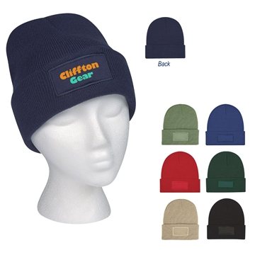 144 Custom Patch Knit Beanie With Cuff - Acrylic