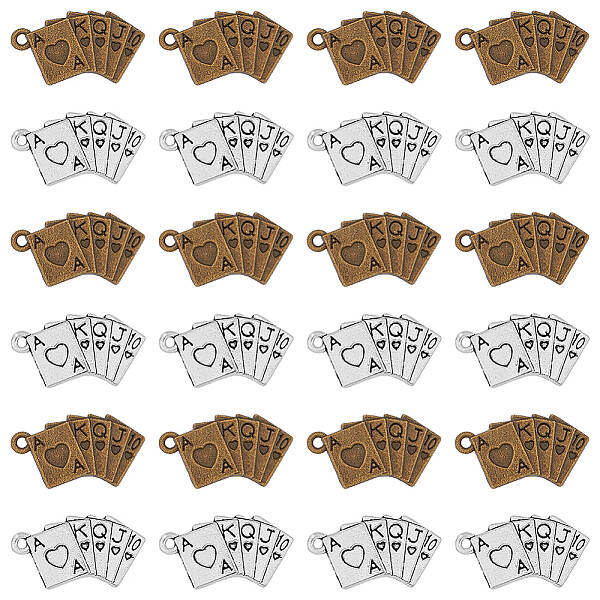 60Pcs 2 Colors Tibetan Style Alloy Pendants