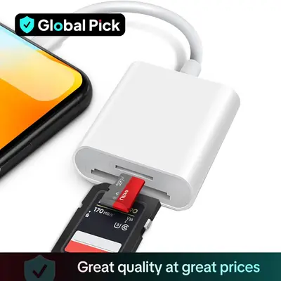 Memory Card Reader Portable HUB for Lightning, SD Card Reader for Lightning, TF & SD Card Adapter, High Speed USB Micro SD Ca...