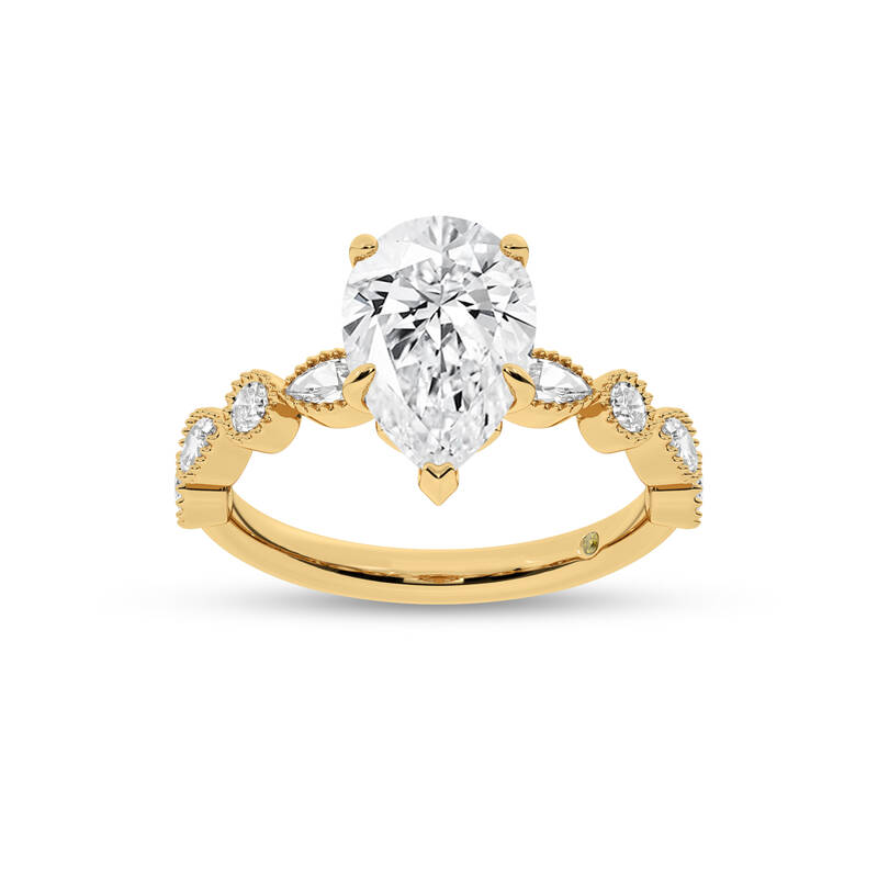 Zenith Pear Shape Lab Grown Diamond Engagement Ring | 18K Yellow Gold 4 1/4 CT. TW.