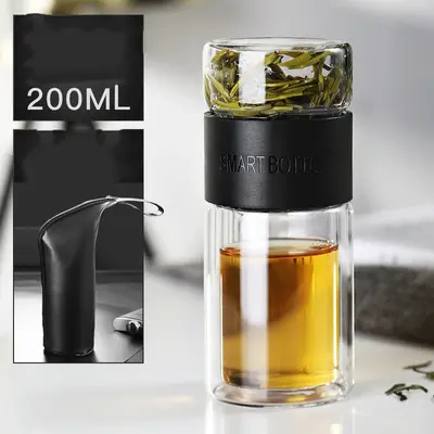 Tea Water Bottle Travel Drinkware Portable | Color: Black