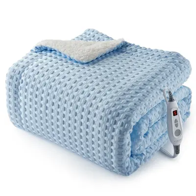 Garvee Heated Blanket Throw, Waffle Weave Electric Throw Blanket Fast Heating with LCD Controller, 6 Heat Levels & 4 Hour Aut...
