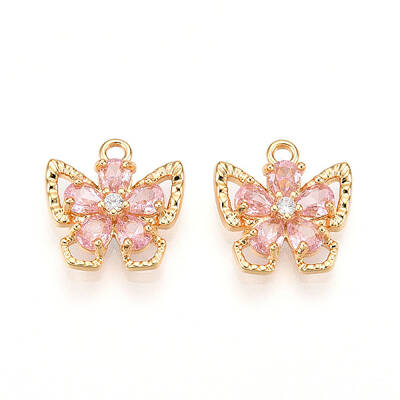 Brass Micro Pave Cubic Zirconia Charms
