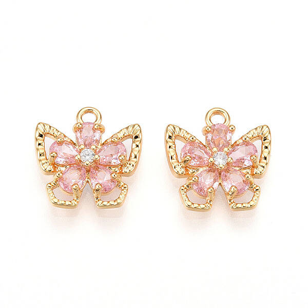 Brass Micro Pave Cubic Zirconia Charms