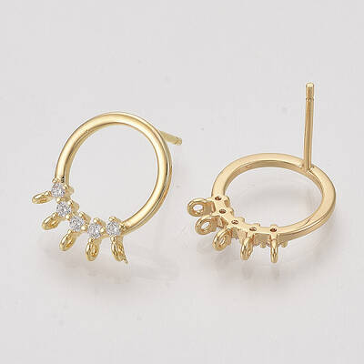 Brass Cubic Zirconia Stud Earring Findings