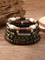 Boho Style Beaded Bracelet (5pcs/set), Vintage Trendy Hand Made Bracelets Stack, Fashionable Stackable Bracelets for Women & ...