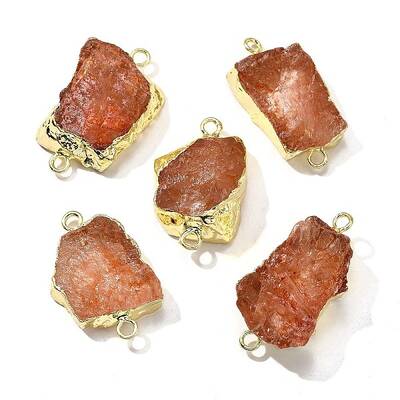 Raw Rough Natural Dyed Quartz Crystal Links Connector Charms