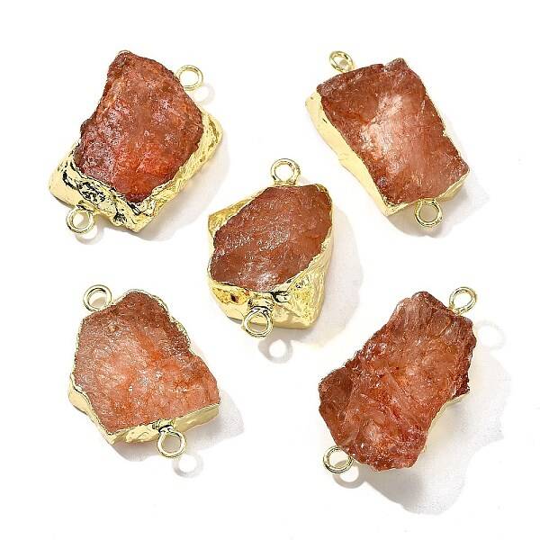 Raw Rough Natural Dyed Quartz Crystal Links Connector Charms
