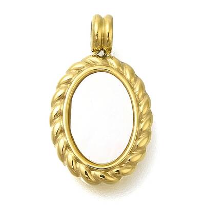 Ion Plating(IP) 304 Stainless Steel Pave Natural Shell Pendants