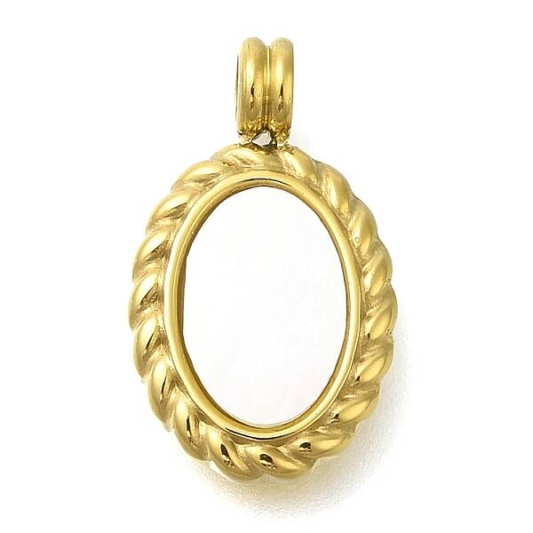 Ion Plating(IP) 304 Stainless Steel Pave Natural Shell Pendants