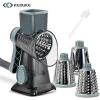 Rotary Food Grater, 1/2 Sets Manual Cheese Shredder with Strong Suction Base, Stainless Steel Kitchen Grinder Cutting for Veg...