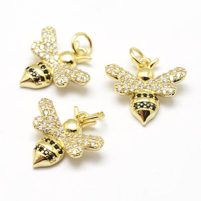 Brass Micro Pave Grade AAA Cubic Zirconia Charms