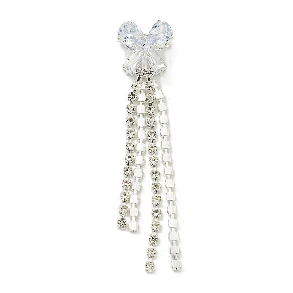 Bowknot Brass Rhinestone Tassel Big Pendants