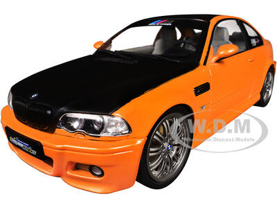 2000 BMW E46 M3 Solido Works Orange Metallic with Matt Black Hood and Carbon Top 1/18 Diecast Model Car by Solido