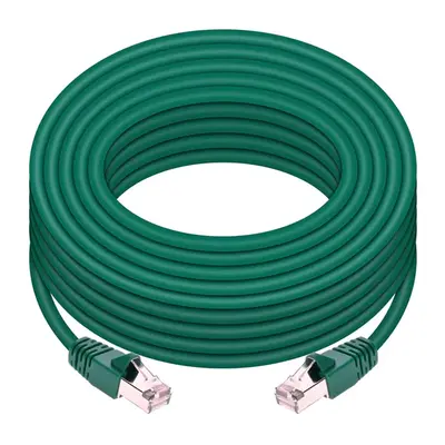 24404 Monoprice Cat6A Ethernet Patch Cable Snagless RJ45 550MHz STP Pure Bare Copper Wire 10G 26AWG 50ft Green