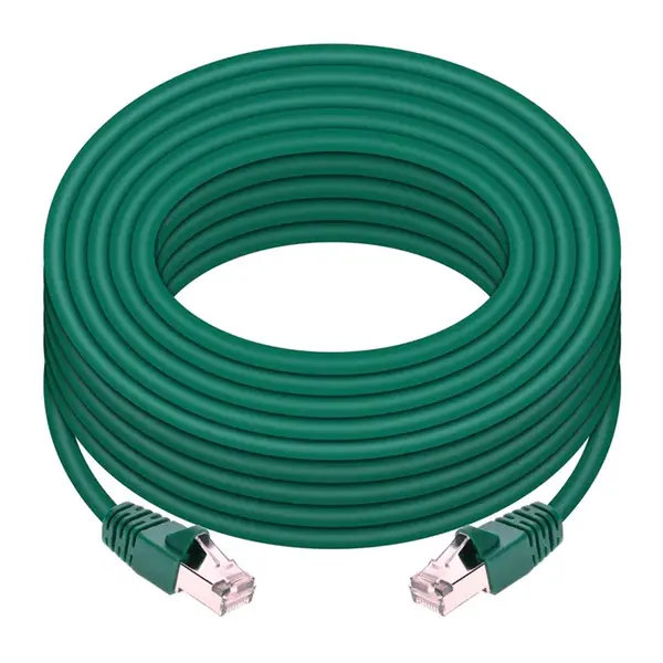 24404 Monoprice Cat6A Ethernet Patch Cable Snagless RJ45 550MHz STP Pure Bare Copper Wire 10G 26AWG 50ft Green
