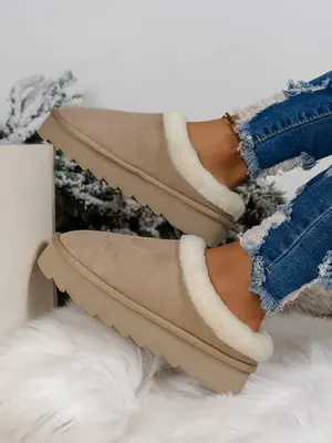 Solid Color Soft Slippers, Casual Trendy Fluffy Home Slippers, Fashionable Warm Bedroom Slippers for Indoor & Outdoor Wear fo...