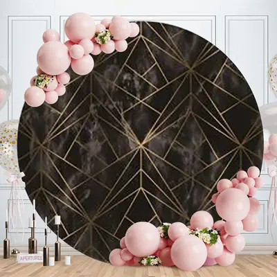 Aperturee Gold Glitter And Pink Round Birthday Backdrop | Custom Round Birthday Backdrop | Round Backdrop Cover Diy | Round B...