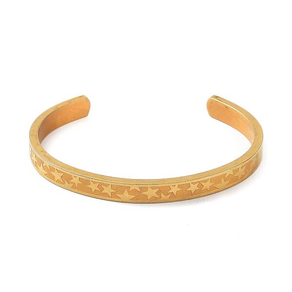 Ion Plating(IP) 304 Stainless Steel Star Cuff Bangles