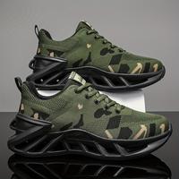 Men's Camouflage Breathable Mesh Running Shoes, All-Season Low Top Lace-Up Sneakers with Rubber Sole and Fabric Insole for Ca...