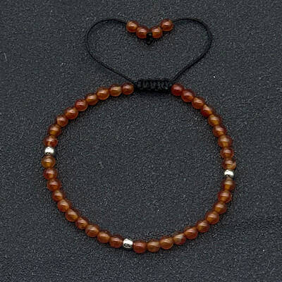 Adjustable Natural Carnelian Braided Beaded Bracelets for Women