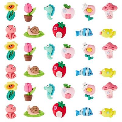 36Pcs 12 Style Opaque Resin Cabochons