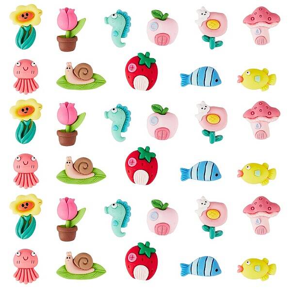 36Pcs 12 Style Opaque Resin Cabochons