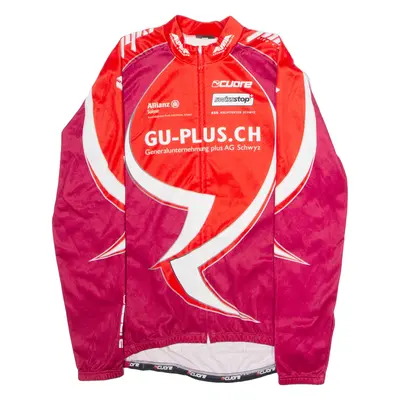 CUORE Full Zip Cycling Mens Jersey Maroon Long Sleeve High Neck M