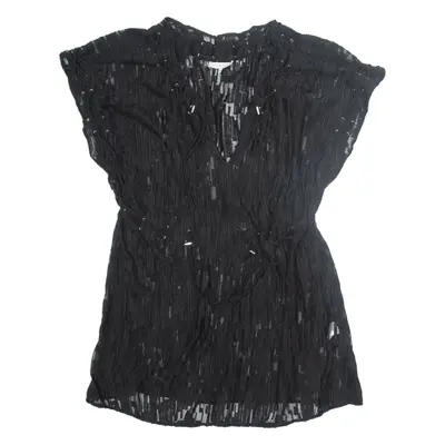 IRO Beach Cover Up Adjustable Fit & Flare Dress Black Short Sleeve Knee Length Womens UK 10