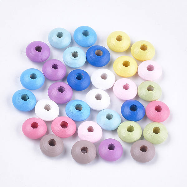 Dyed Natural Beech Wood Beads